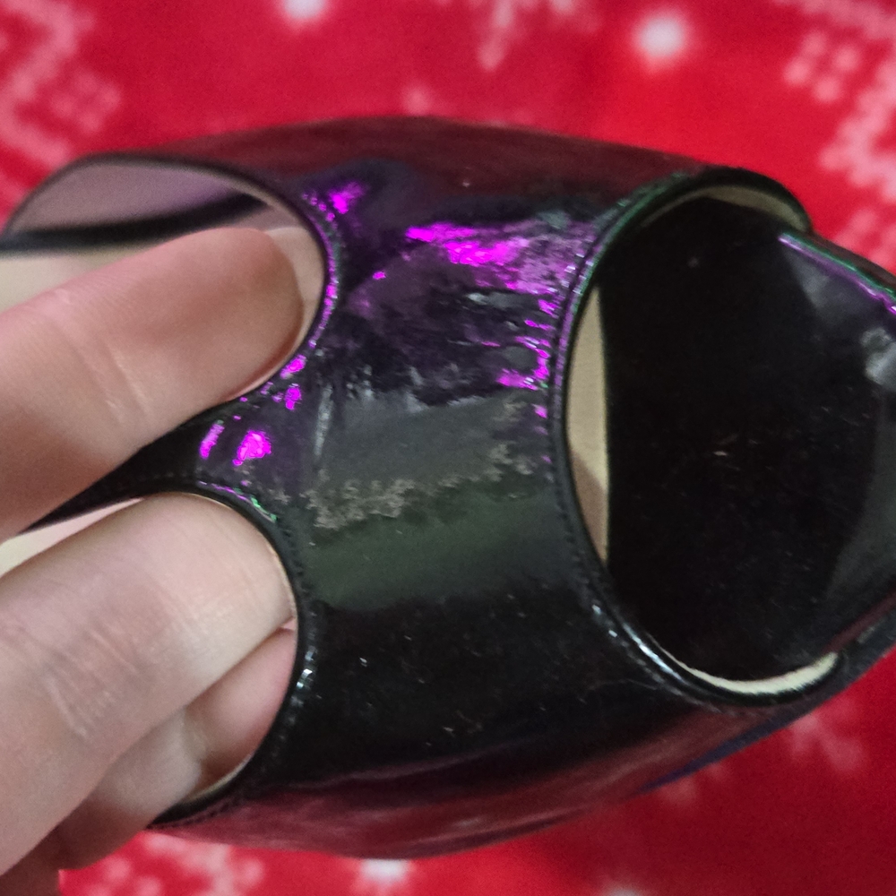 Louboutin Black Patent Leather Slingback Heels - Picture 8 of 16